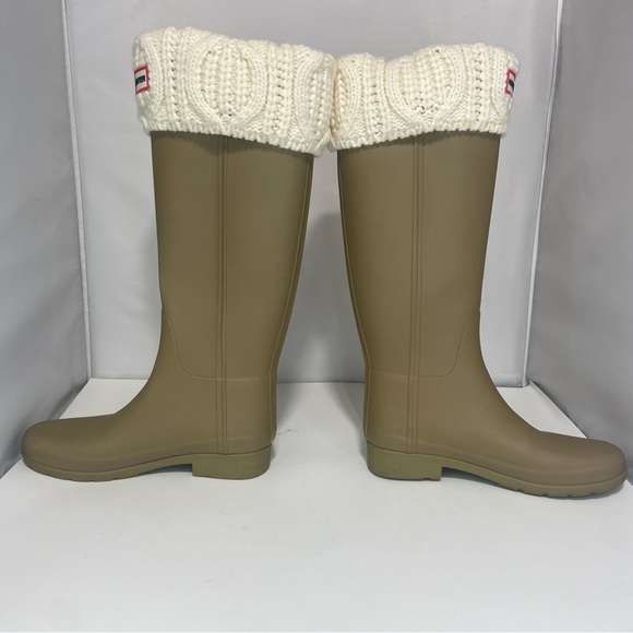 Hunter Tall Rain Boots with Knit Cuffs - Olive Green - Picture 3 of 13